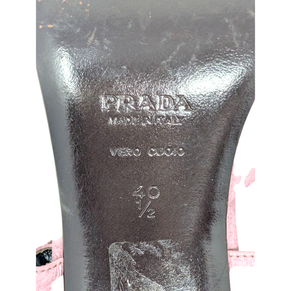 Prada Pink Leather Slingback Heels Size 40.5 - Picture 7 of 8